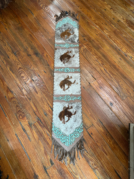 Western Table Runner, Turquoise Bronc