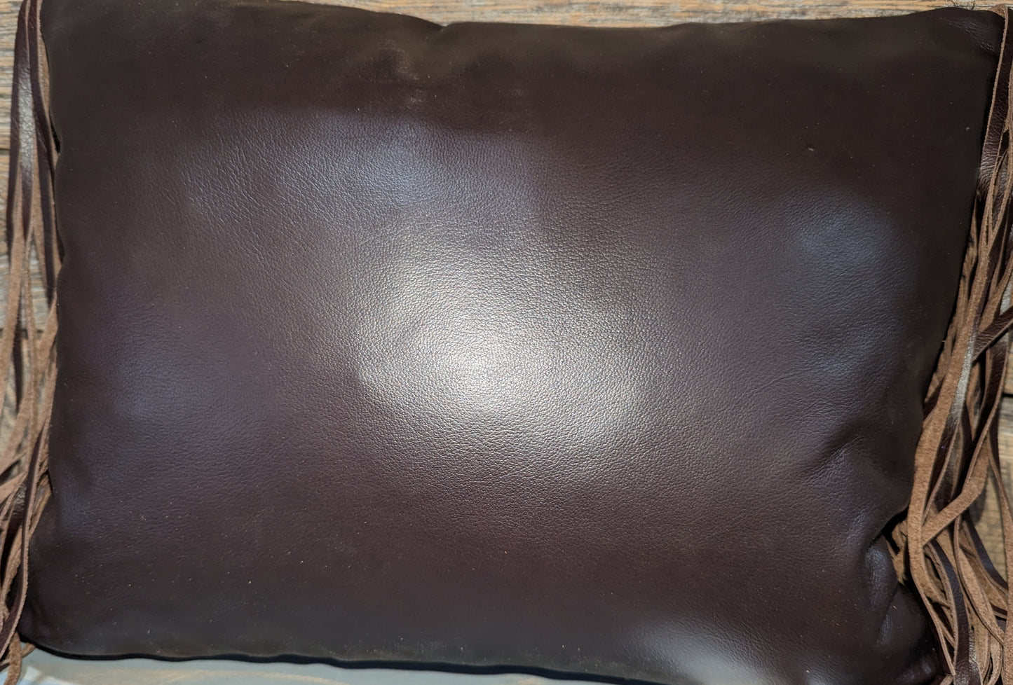 Leather Pillow, Tri color hide with fringe