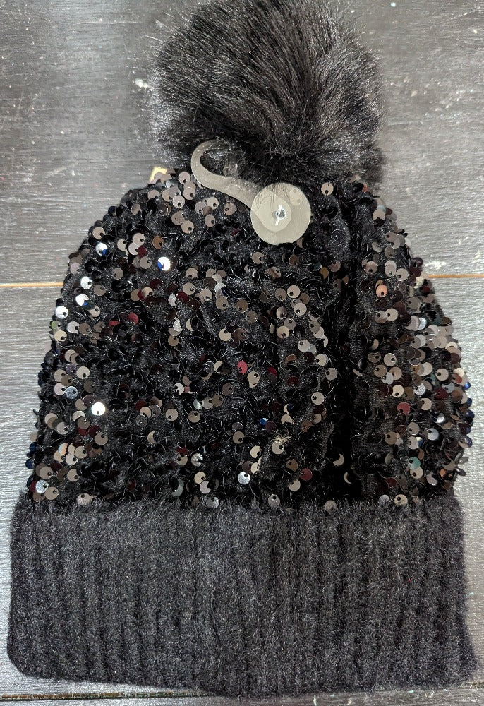 CC Cluster of Sequins Beanie with Pom