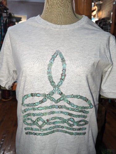 Western T-shirt - Boot Stitch in turquoise