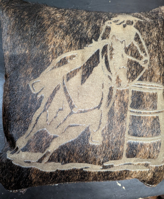 Barrel Racer Leather Pillow - 12 x 12