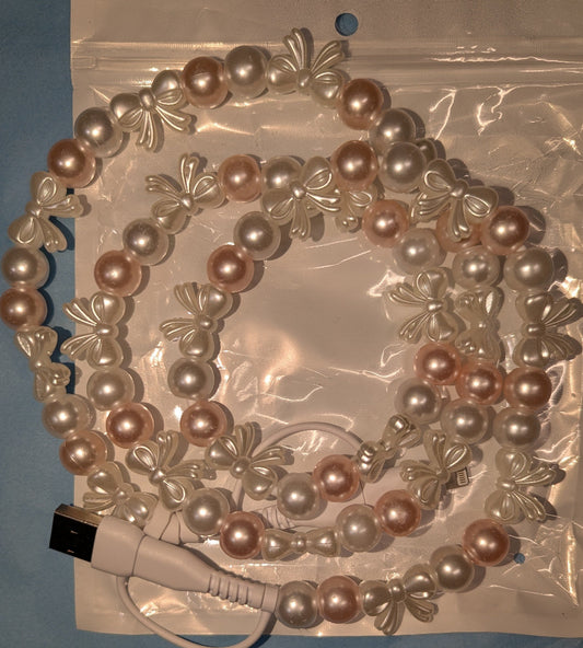 Cowgirl Charging Cable, Pearls and Bows