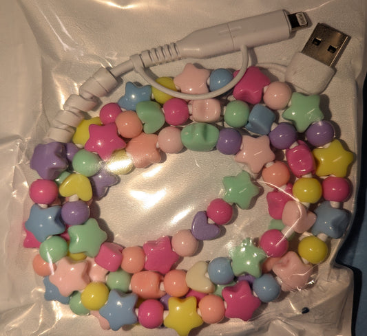 Cowgirl Charging Cable, Pastel stars and hearts