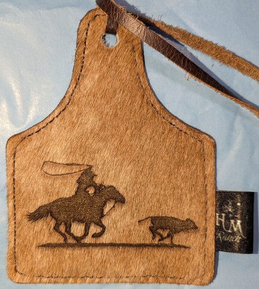 Leather Ear Tag Car Freshie, Cowgirl Roper (Breakaway)