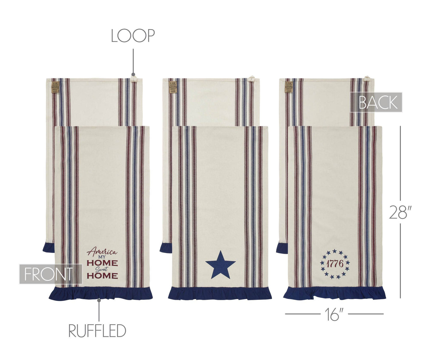 Americana Ruffled Tea Towels Patriotic