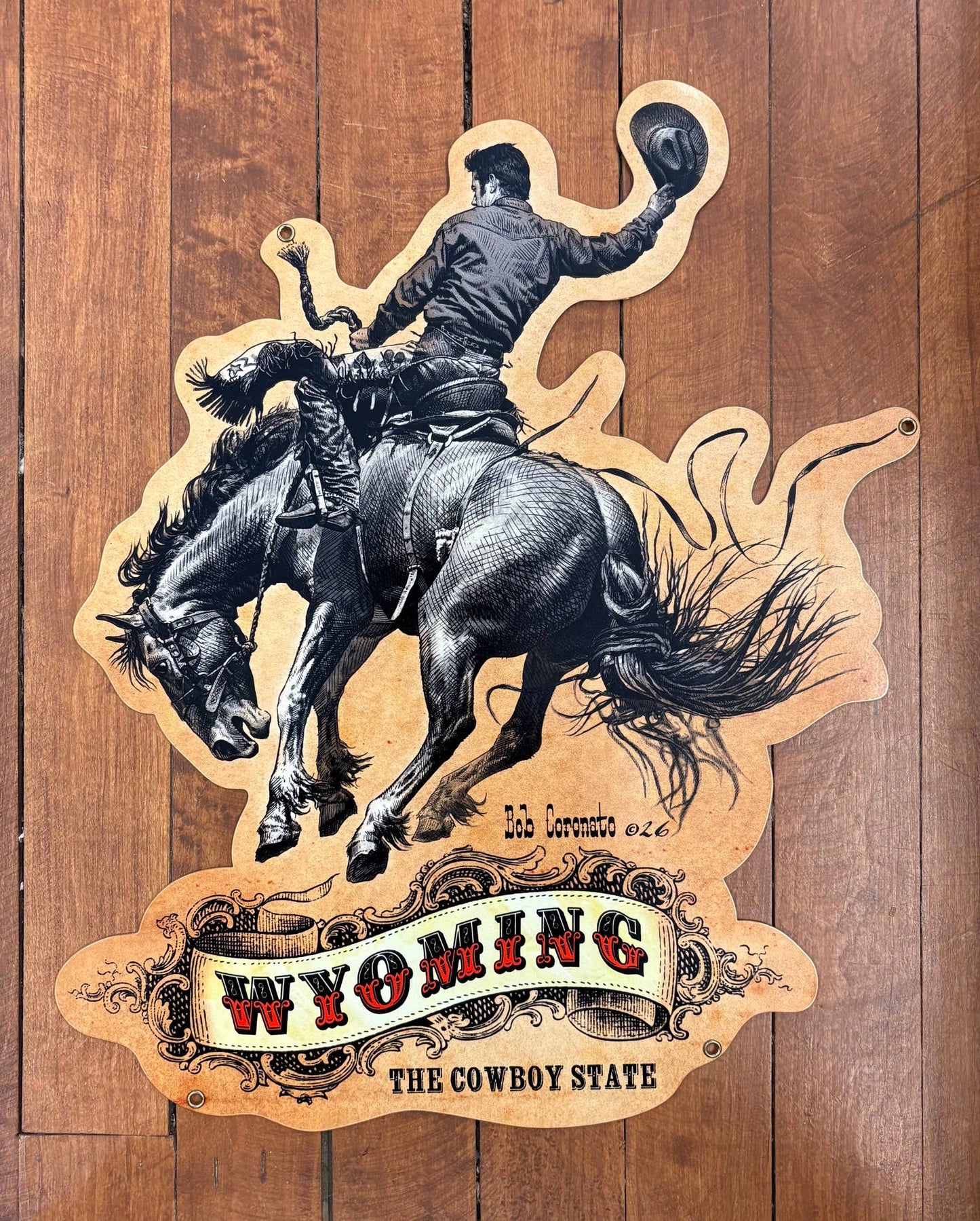 Bronc Rider-Bucking Horse- (Steel sign) WYOMING Rodeo