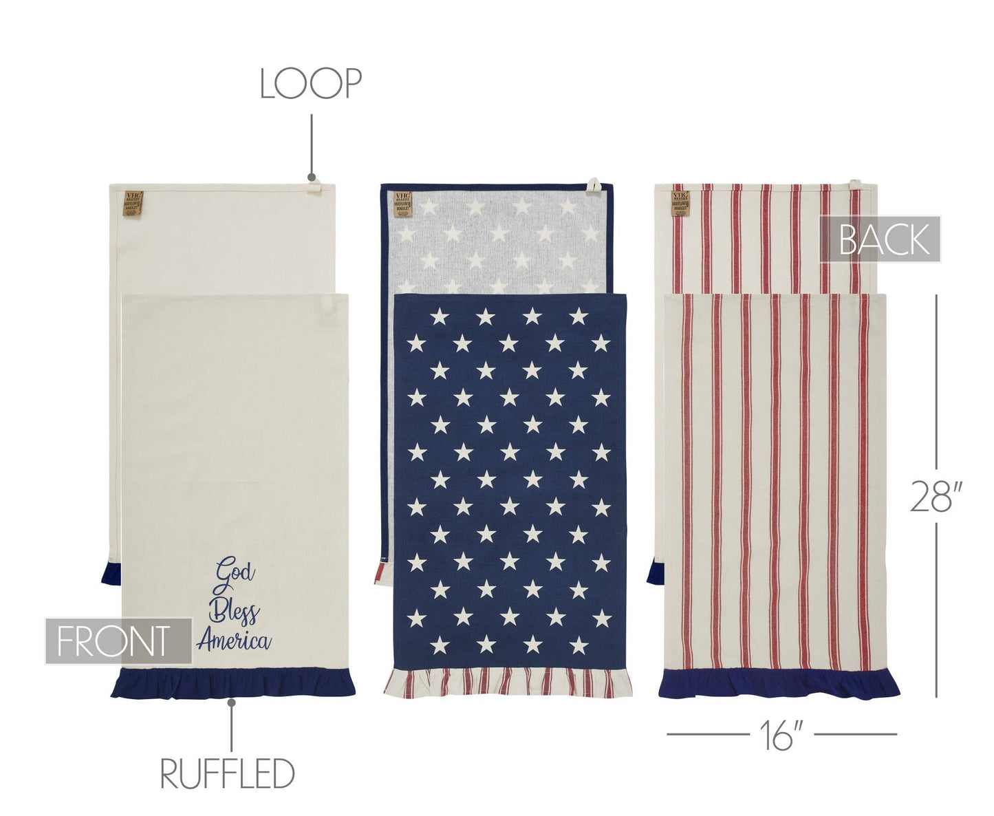 Stars Ruffled Tea Towels Patriotic