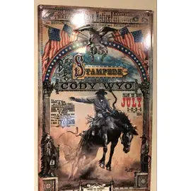 Cody, Wyoming: (Metal Sign) rodeo poster