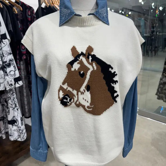 Horse Sweater Vest Top