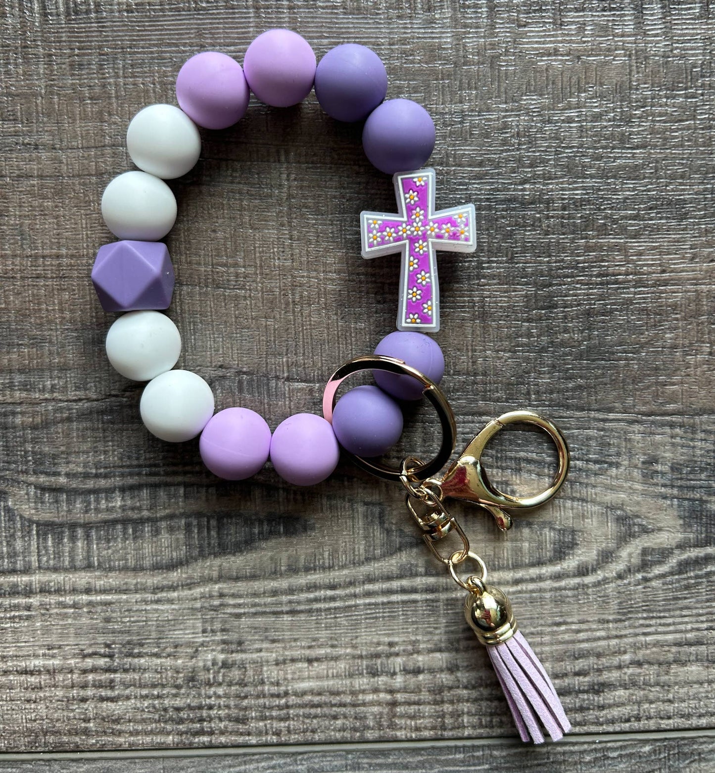 He is Risen Floral Cross Wristlet Keychain
