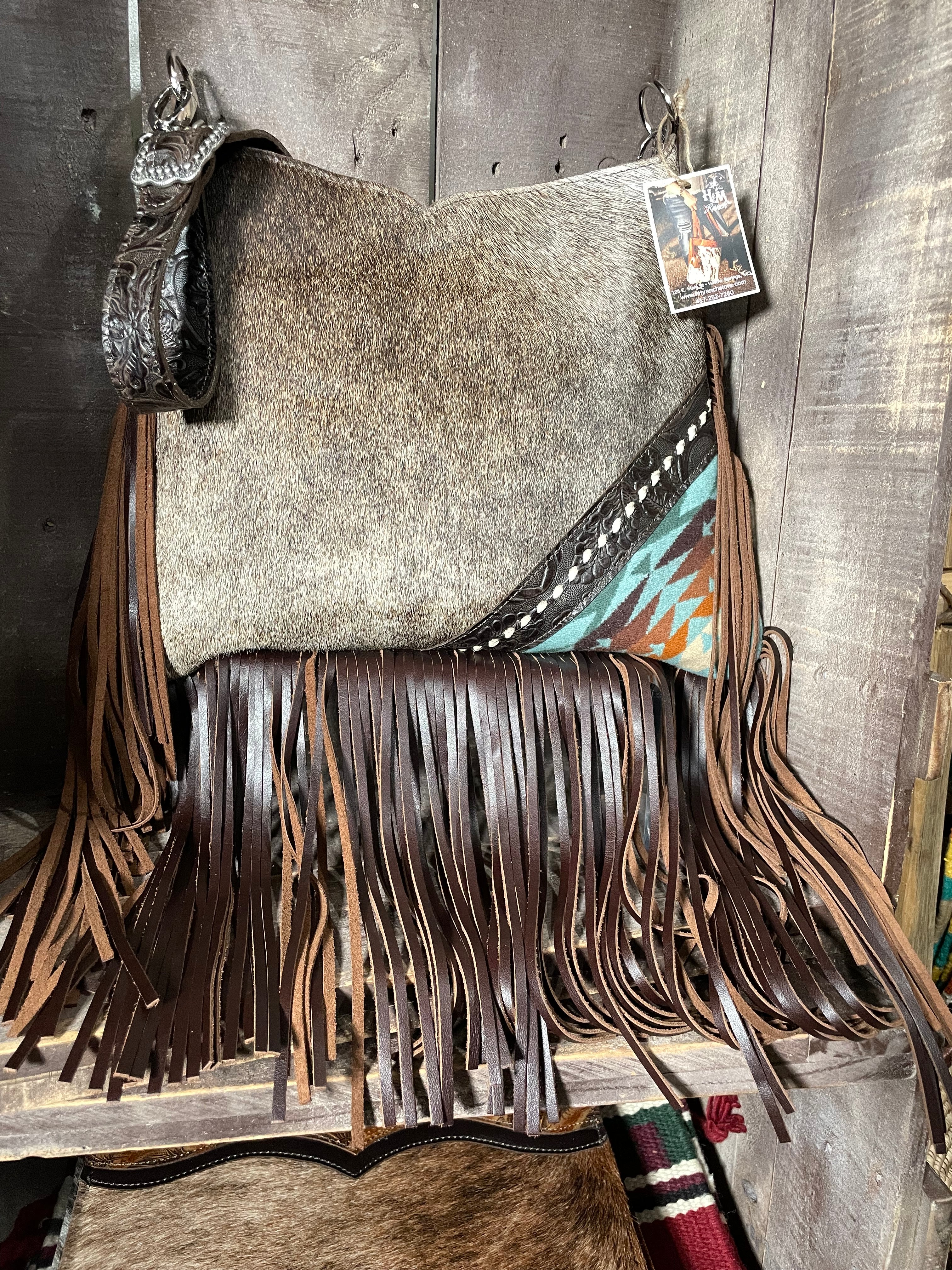 Cowhide and Hand Tooled Leather Purse Shoulder Bag – Western Horizons  Trading Company