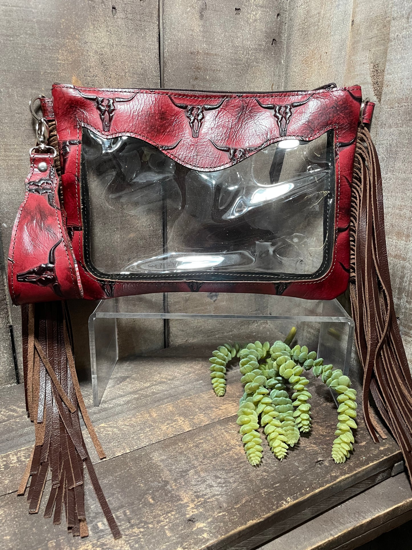 Clear Stadium Bag, Half Pint Red Mini Skulls