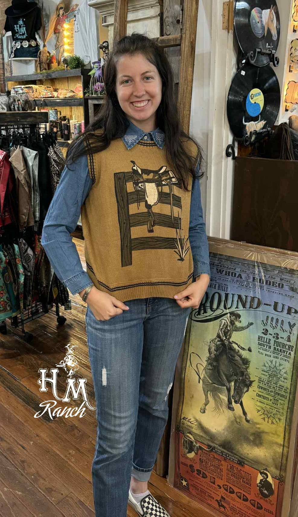 Western Sweather Vest - Laredo Saddle