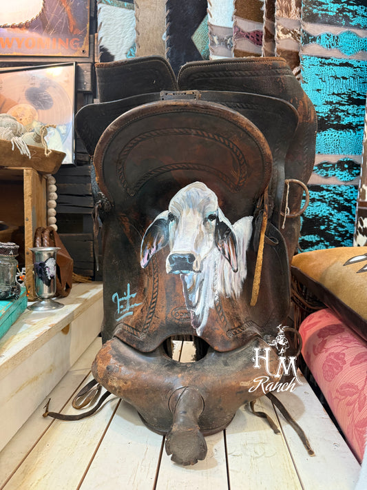 Jennifer Casebeer Art Brahma on Vintage Saddle #106