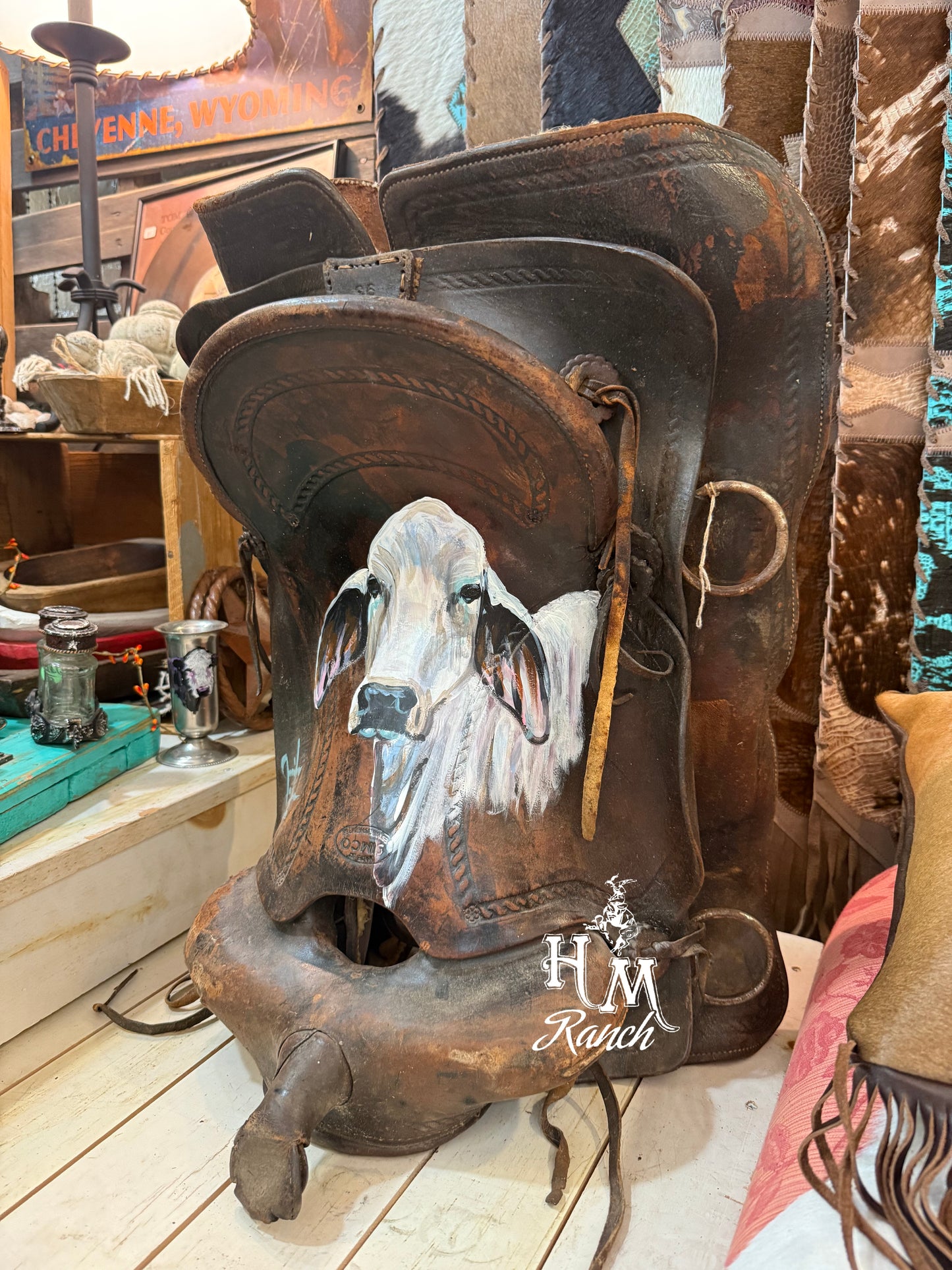 Jennifer Casebeer Art Brahma on Vintage Saddle #106