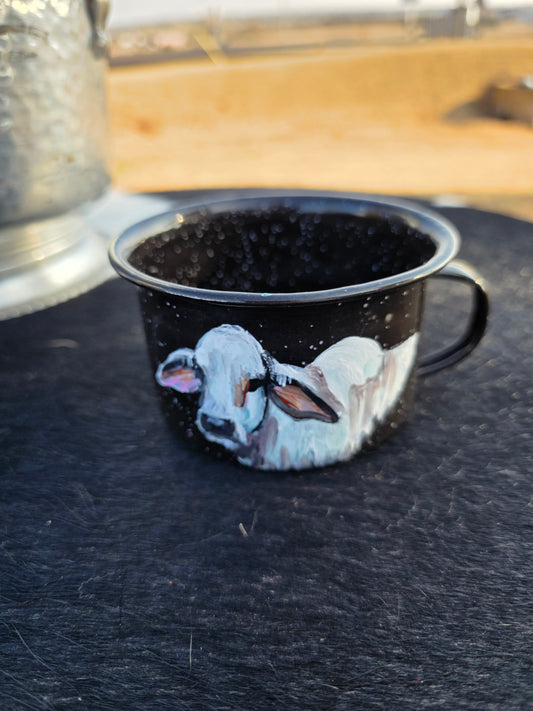 Brahma Enamel Cup, Jennifer Casebeer Art