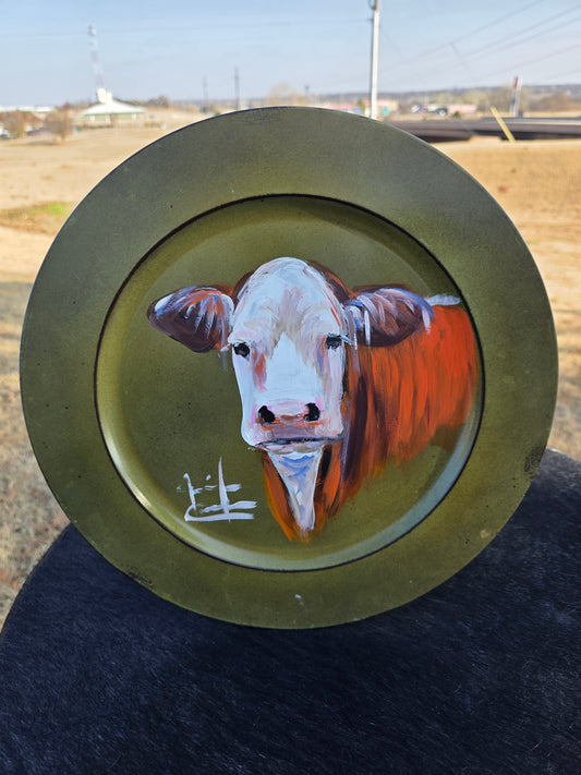 Hereford Charger Plate, Jennifer Casebeer Art