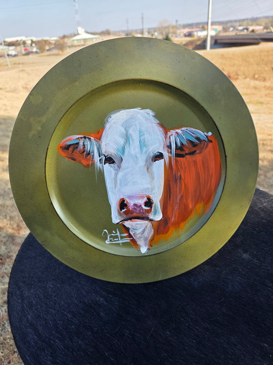 Hereford Charger Plate, Jennifer Casebeer Art