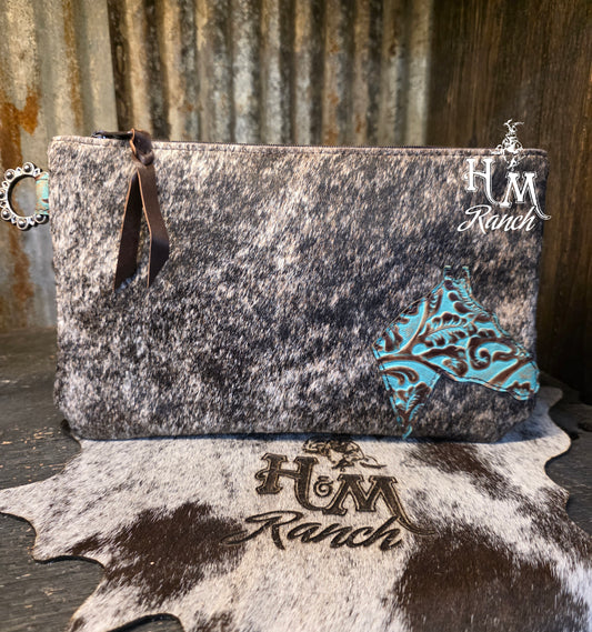 Bank or Makeup Bag, Horse Head, Turquoise
