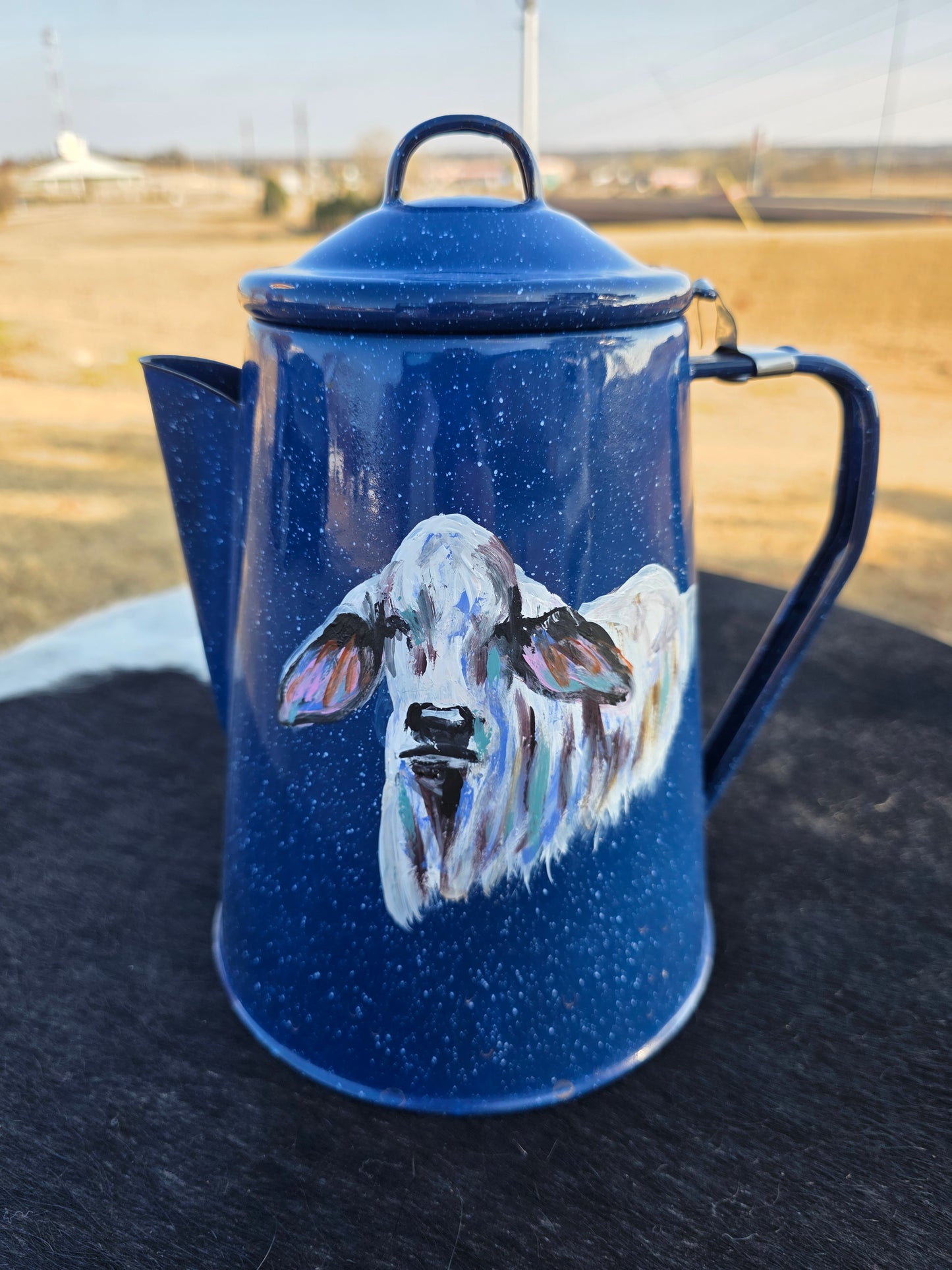 Blue Coffee Pot, Brahma, Jennifer Casebeer Art