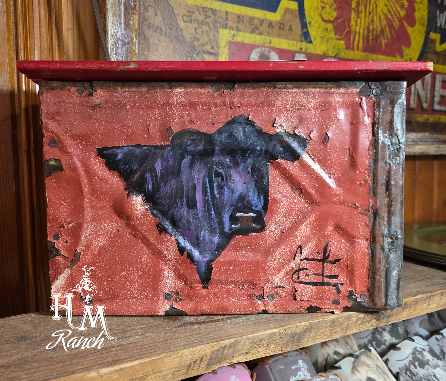 Black Angus on Red Shelf, Jennifer Casebeer Art