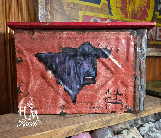 Black Angus on Red Shelf, Jennifer Casebeer Art
