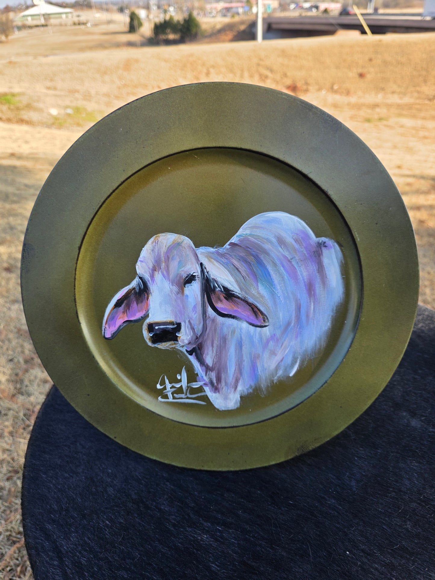 Brahma Charger Plate, Jennifer Casebeer Art