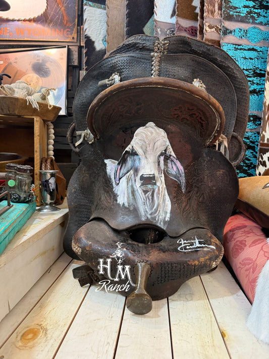 Jennifer Casebeer Art Brahma on Vintage Saddle #110
