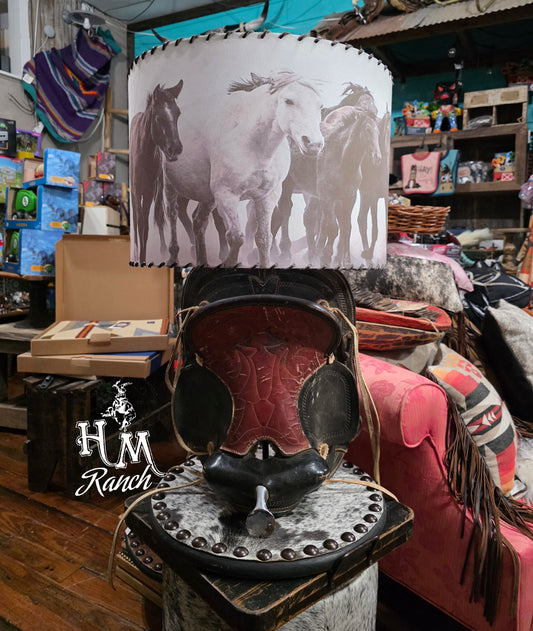 Saddle Lamp, Red Seat Table Style