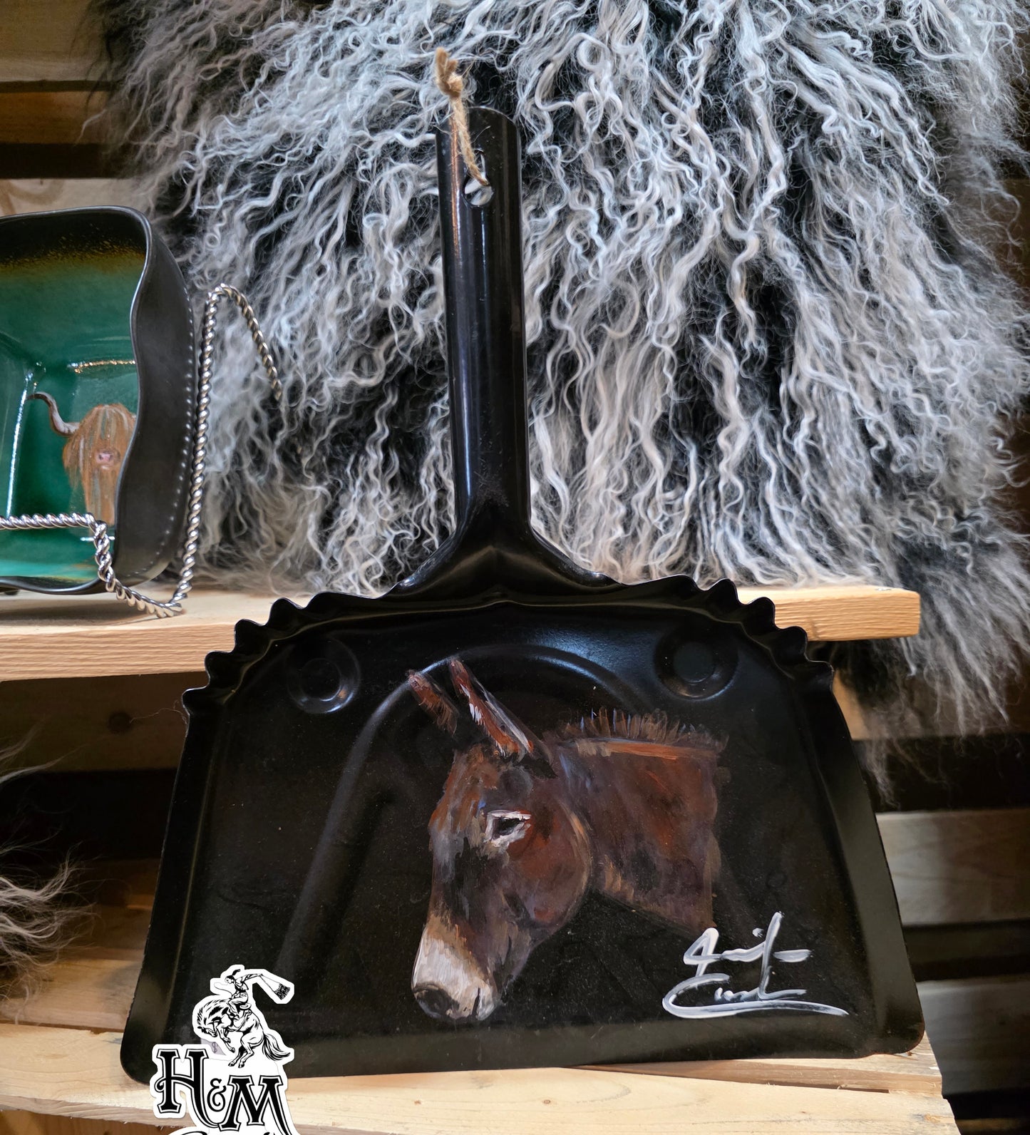 Donkey Metal Dust Pan, Jennifer Casebeer Art