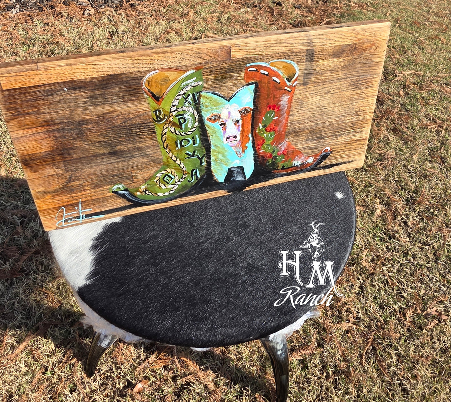 Vintage Butcher Block, Hereford Boots, Jennifer Casebeer Art