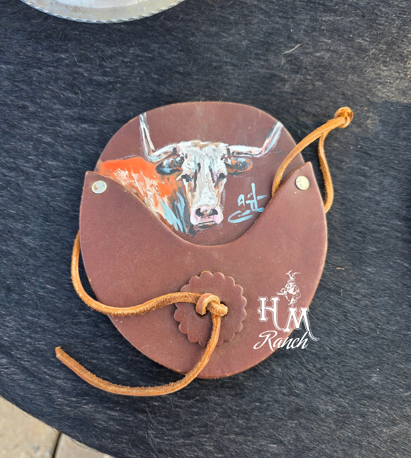 Decorative Leather with Longhorn, Jennifer Casebeer Art