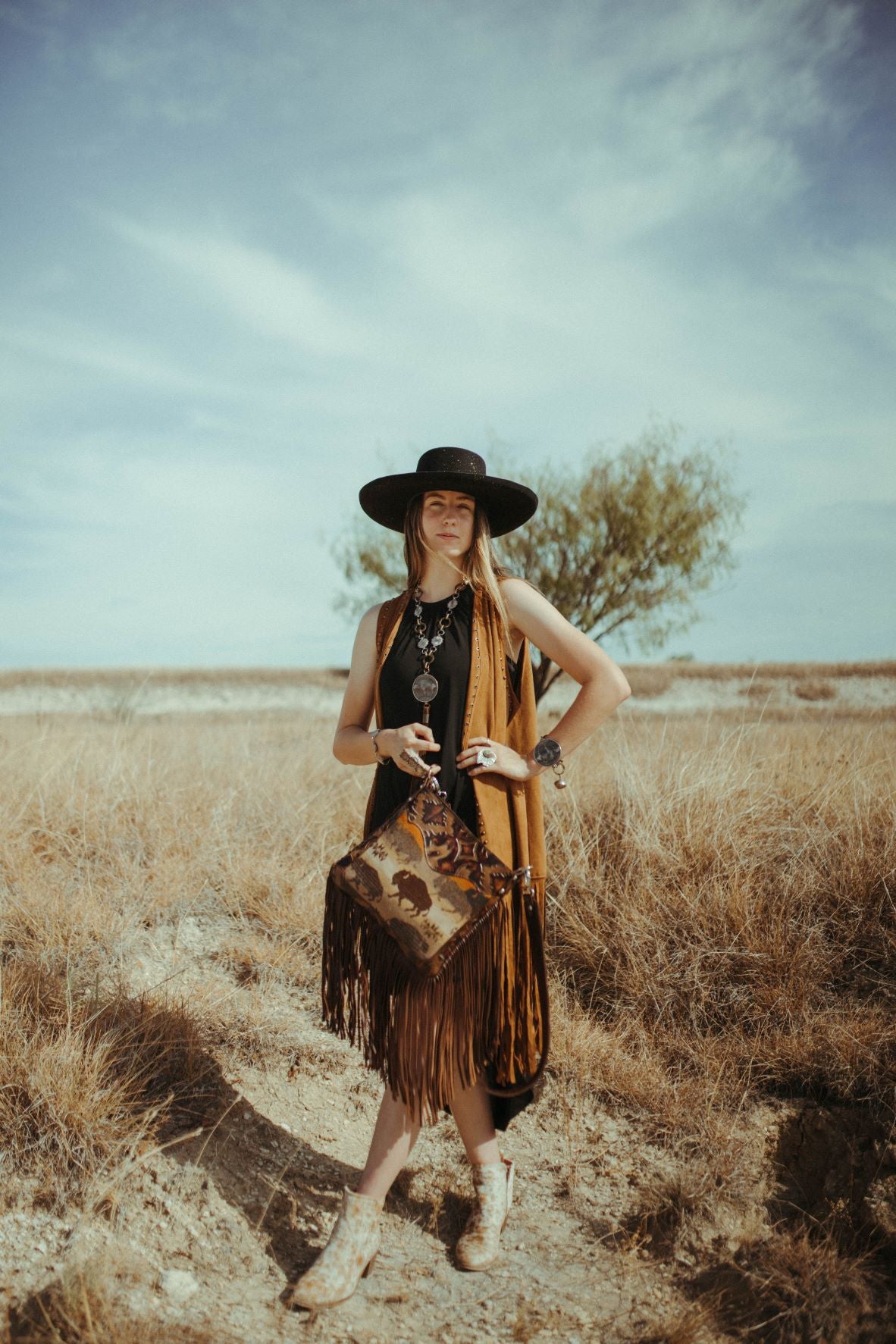 Hobo, Large Sepia Steer With Fringe – H&M Ranch Store