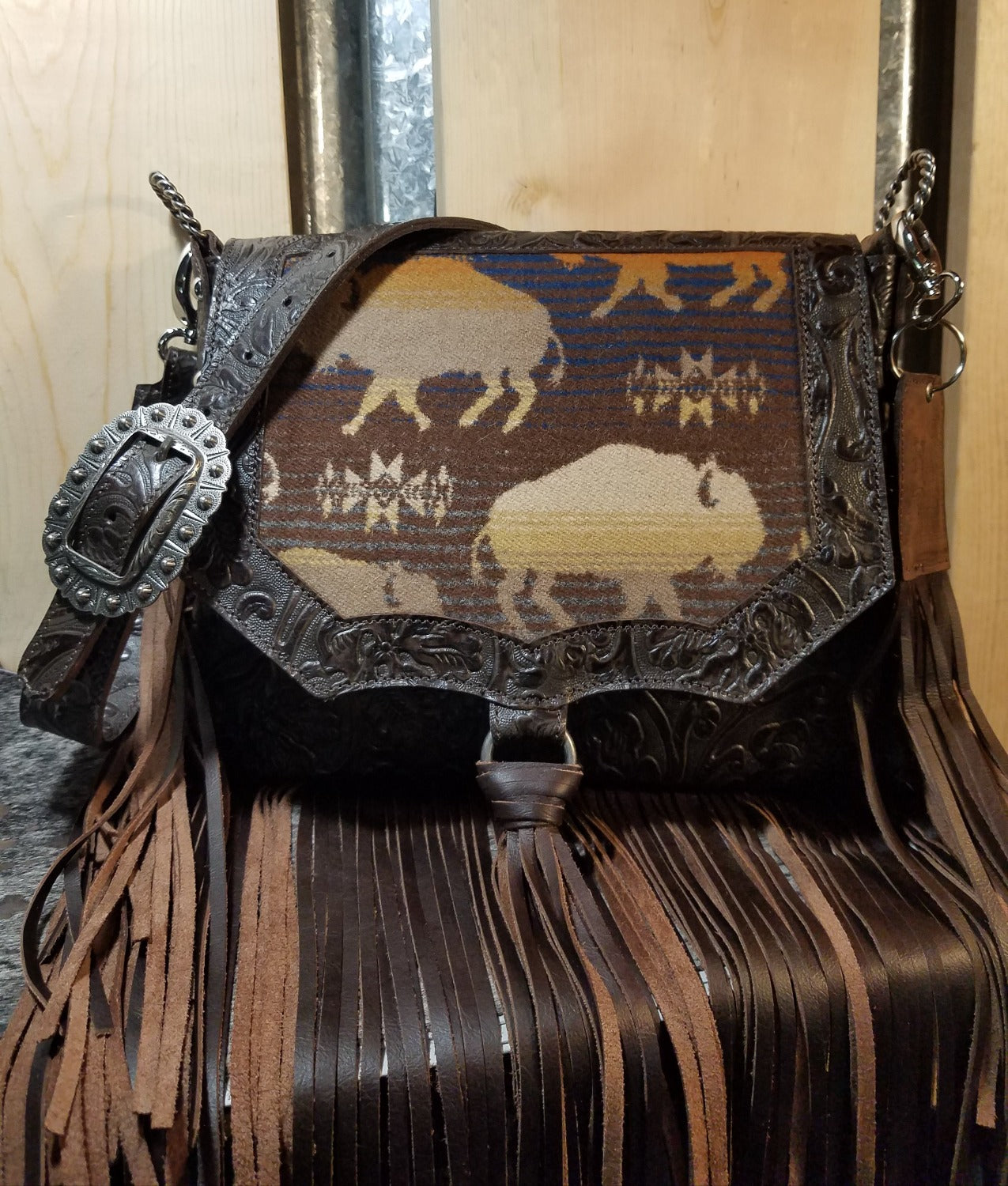 Saddle Bag, Half Pint, White Buffalo Wool