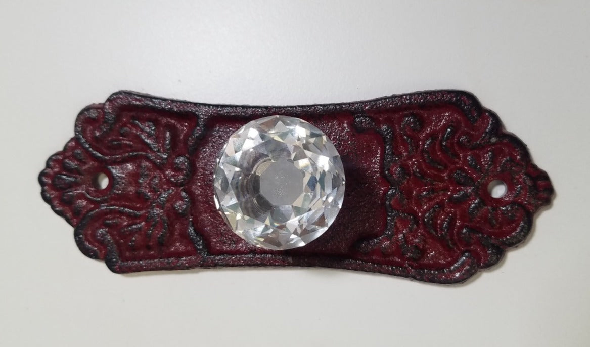 Red Glass Crystal Drawer Pull