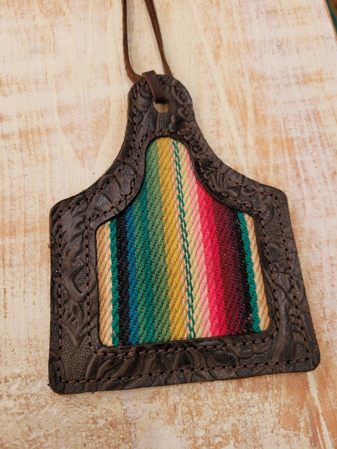 Leather Ear Tag Car Freshie, Serape