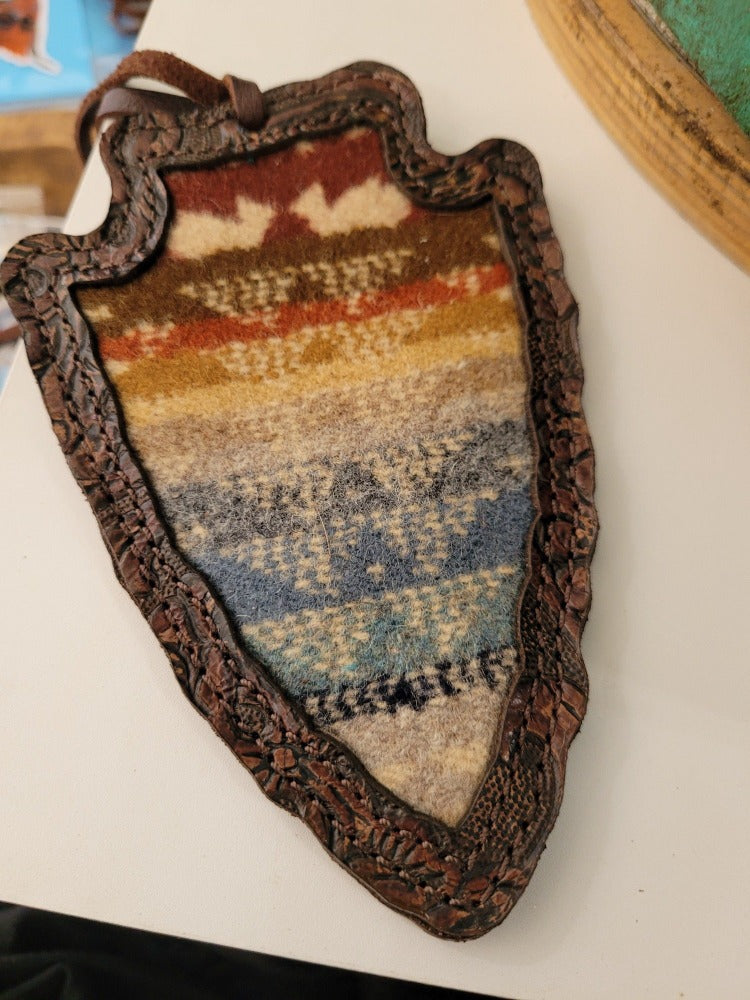 Arrow Head Car Freshie, Wool Inlay