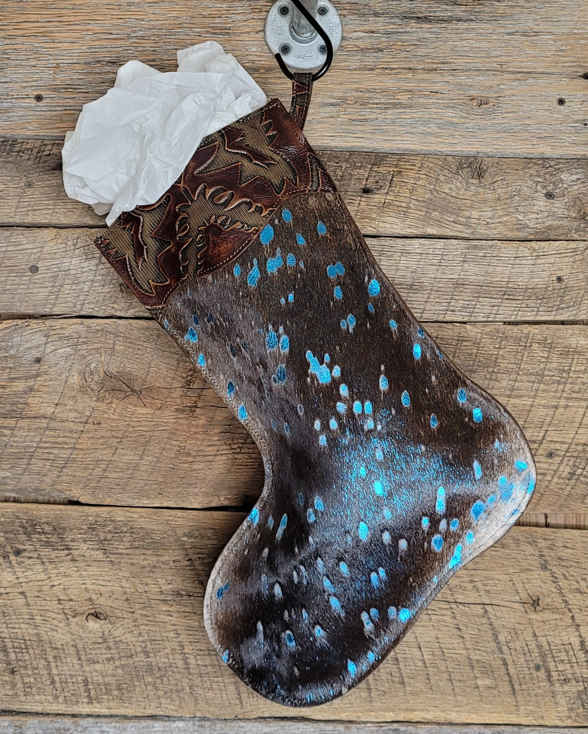 Stocking, Cowhide Christmas, Stocking #7