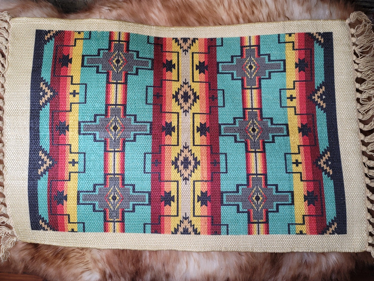 Placemat, Aztec Turquoise Multi Color