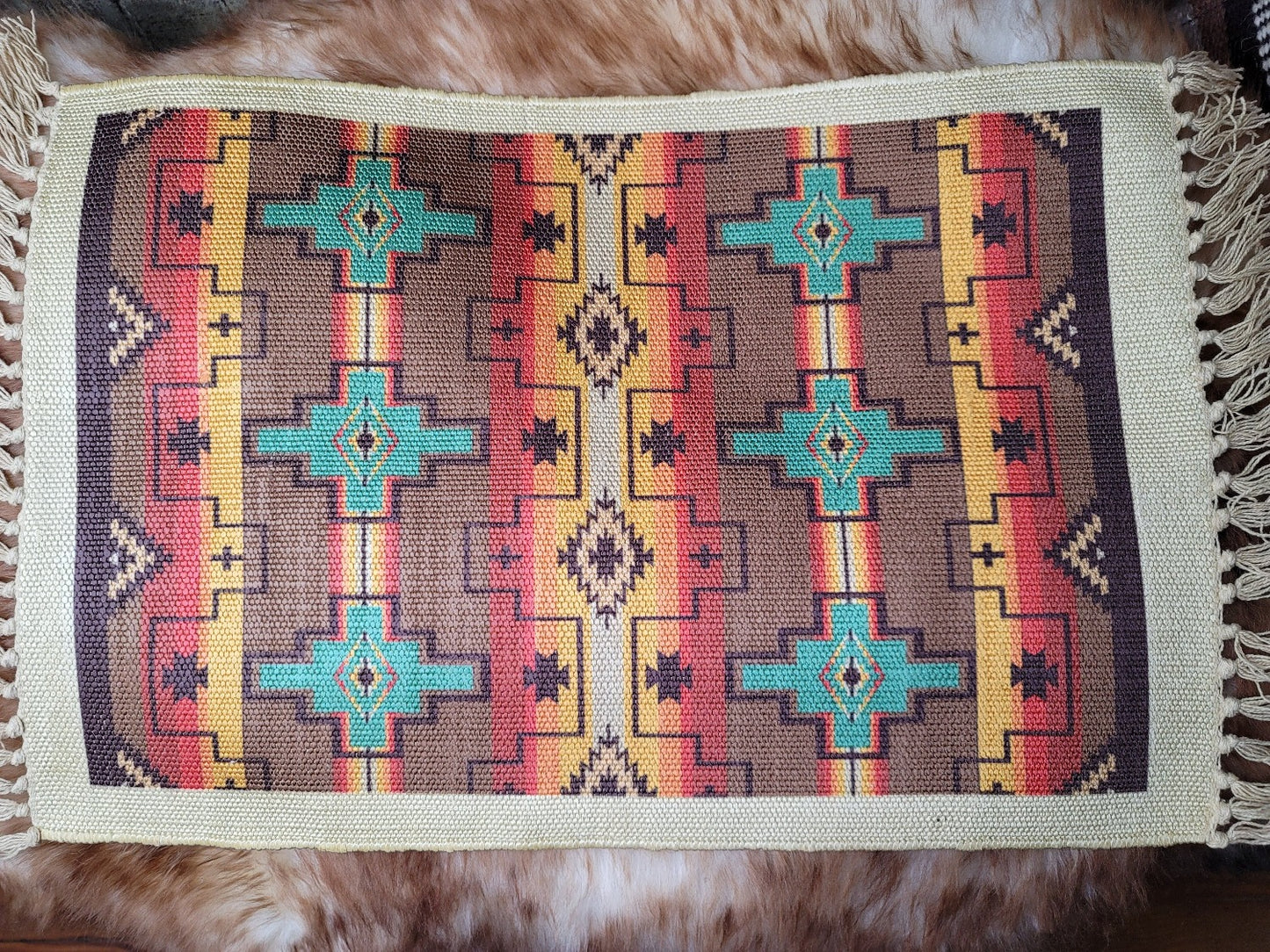 Placemat, Aztec Turquoise and Brown