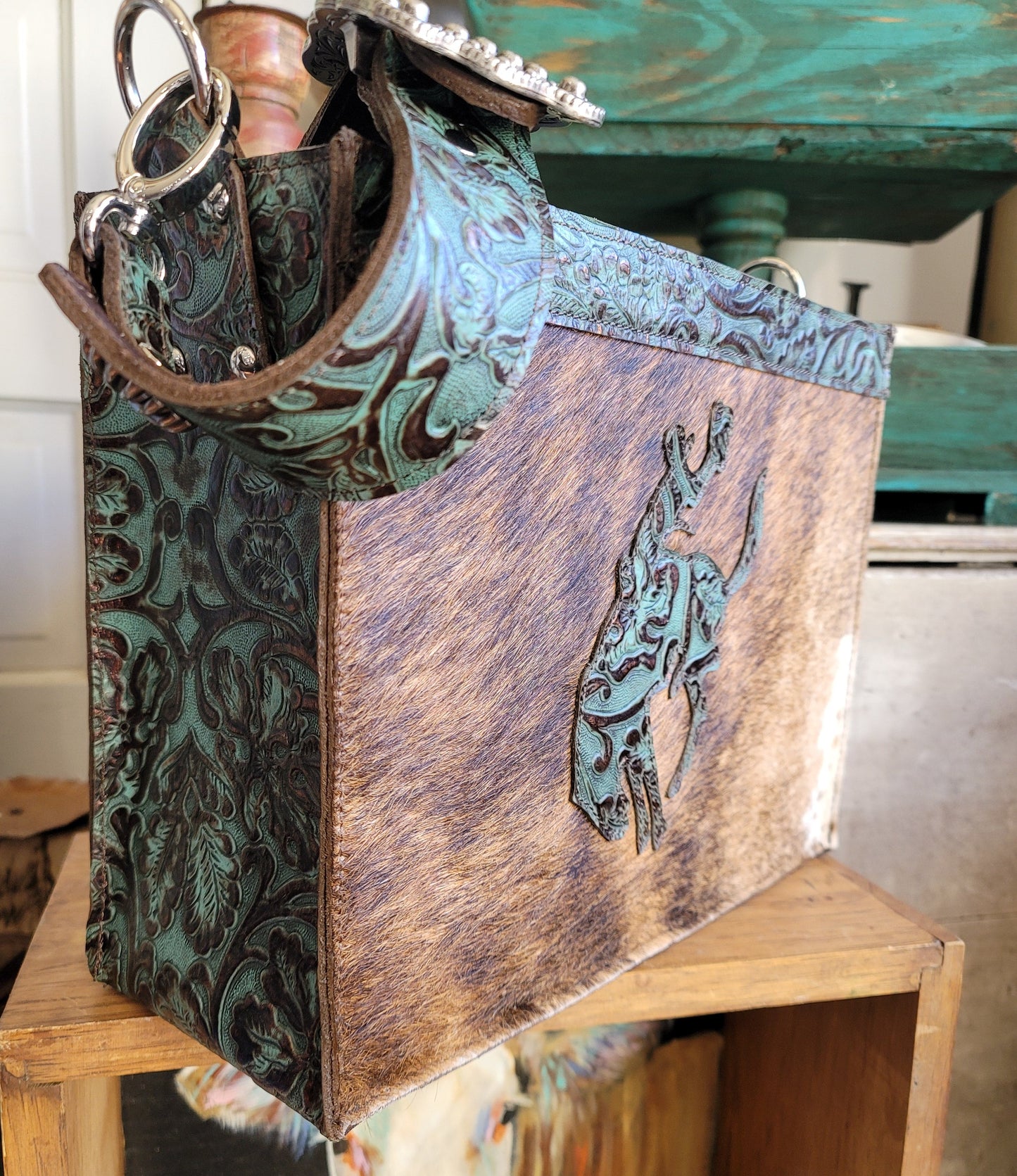 Box Style 13x10, Cowboy Tooled Turquoise and Copper