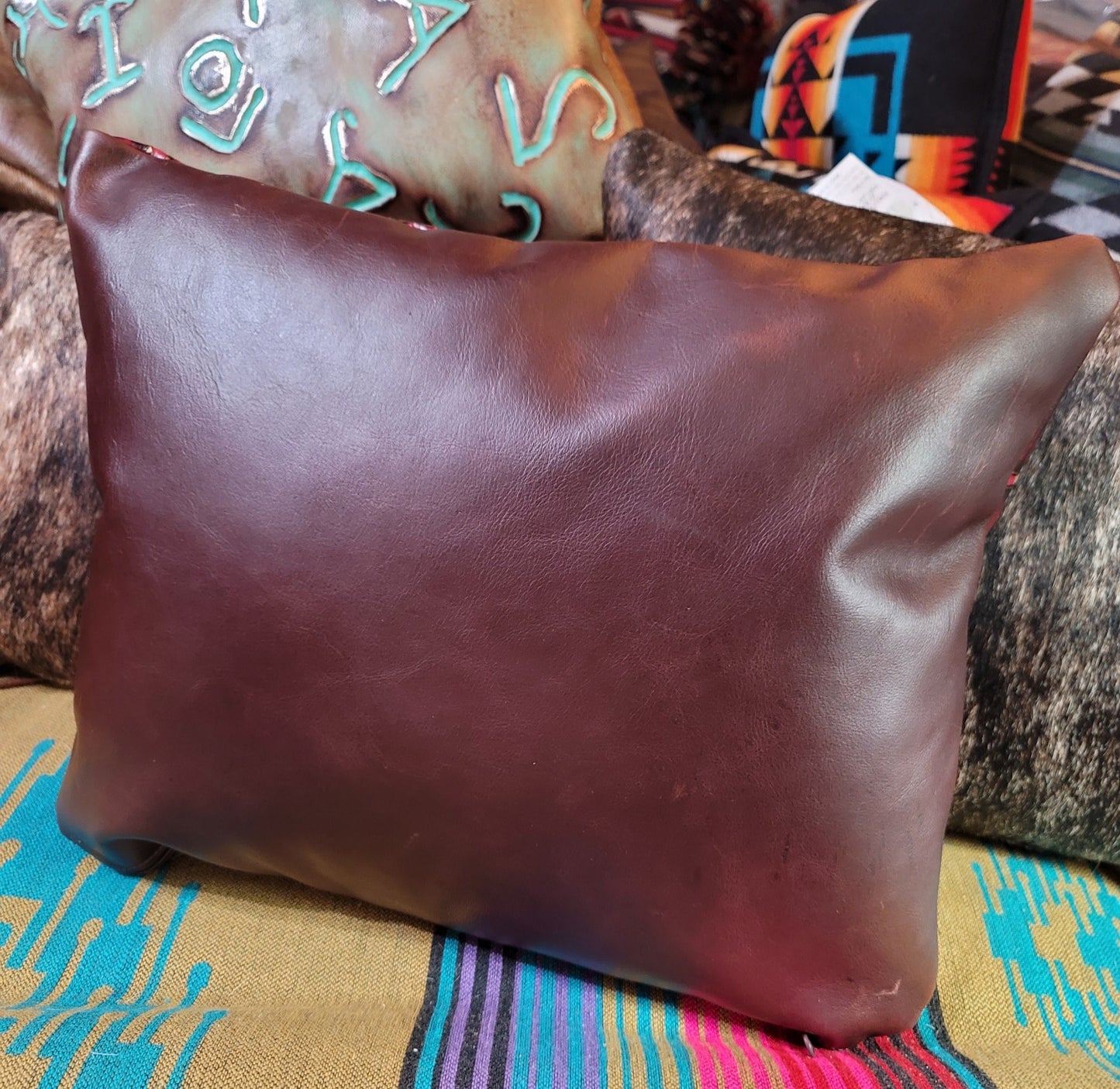 Leather Pillow, Red Brands, Large Size
