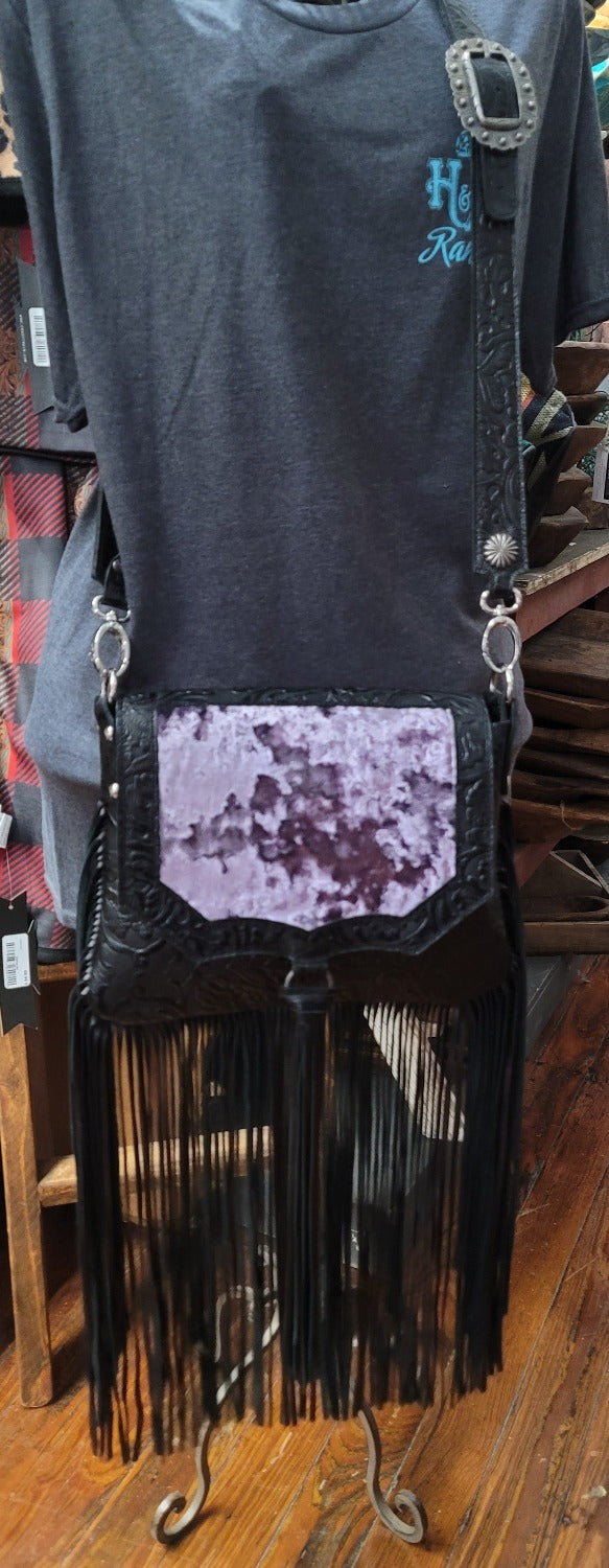 Saddle Bag Half Pint, Purple Crushed Velvet