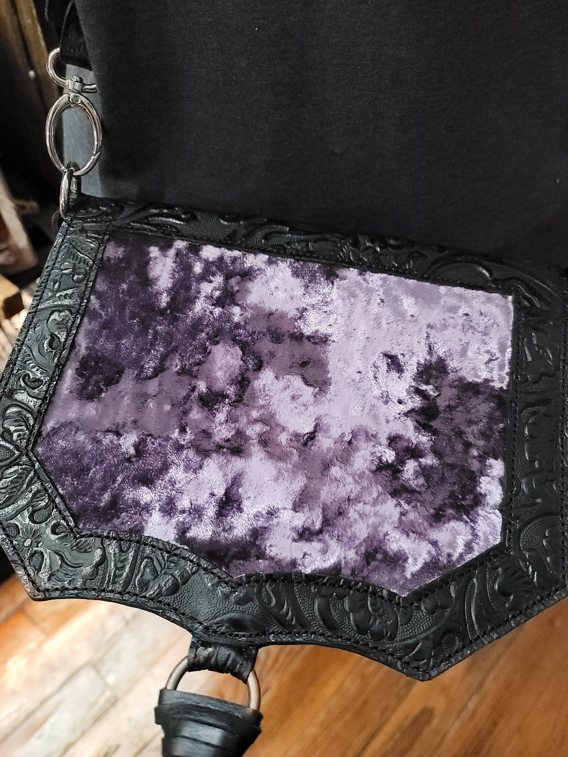 Saddle Bag Half Pint, Purple Crushed Velvet