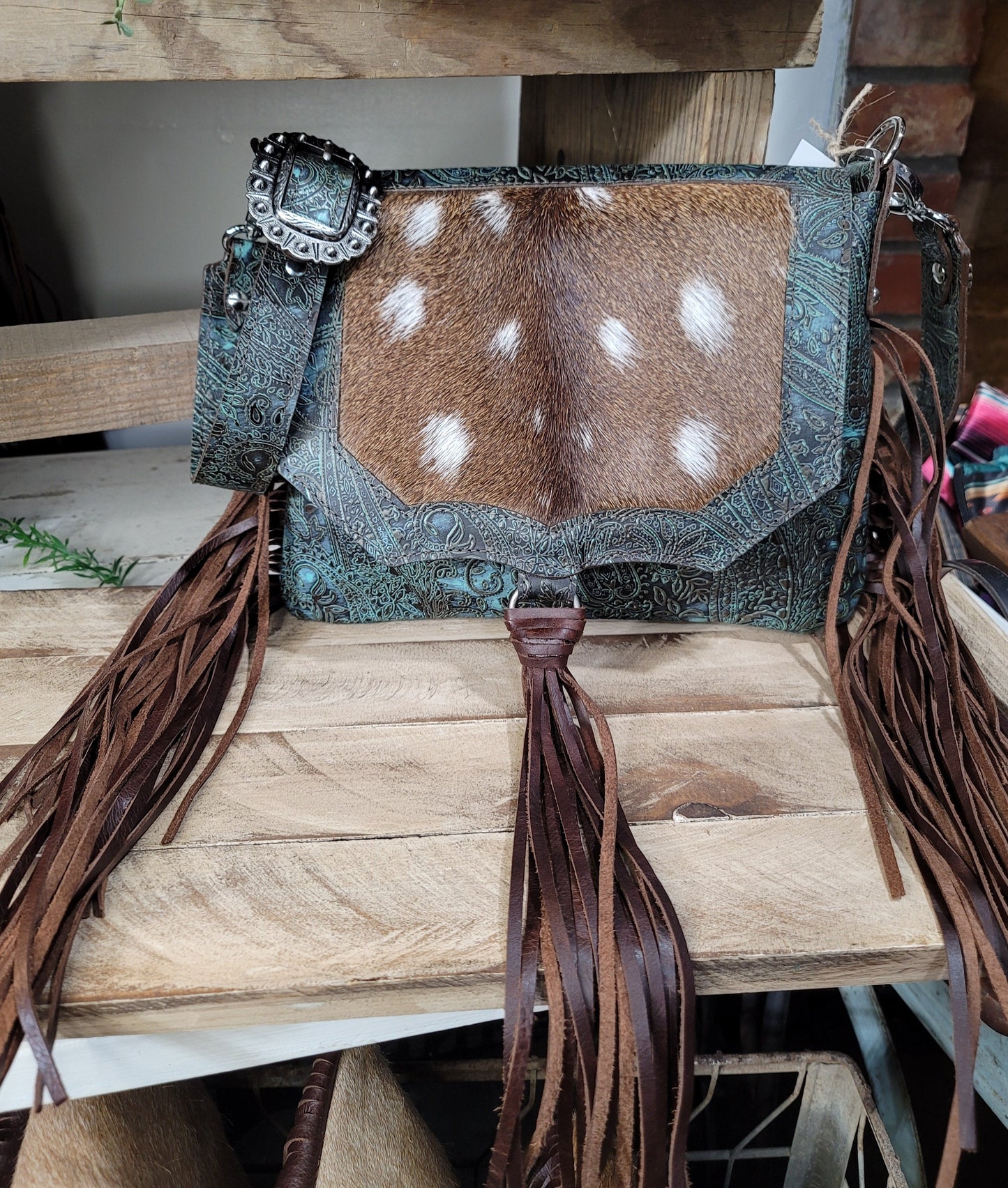 Saddle bag, Half pint Axis with turquoise paisley