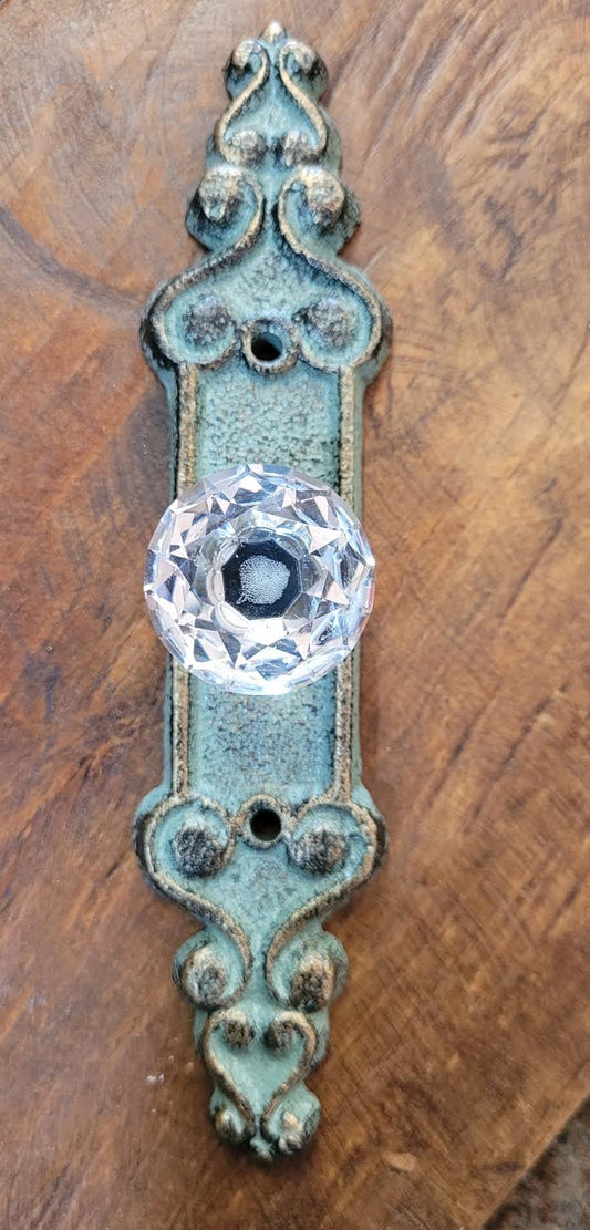 Green Patina Glass Crystal Drawer Pull