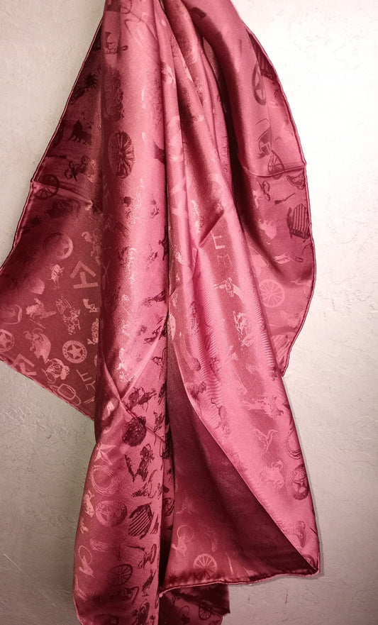 Silk Wild Rag  Cranberry Cowboy Logo Print