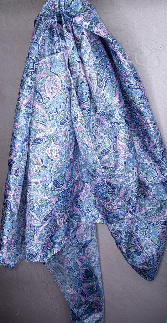 Silk Wild Rag Blue Paisley Print