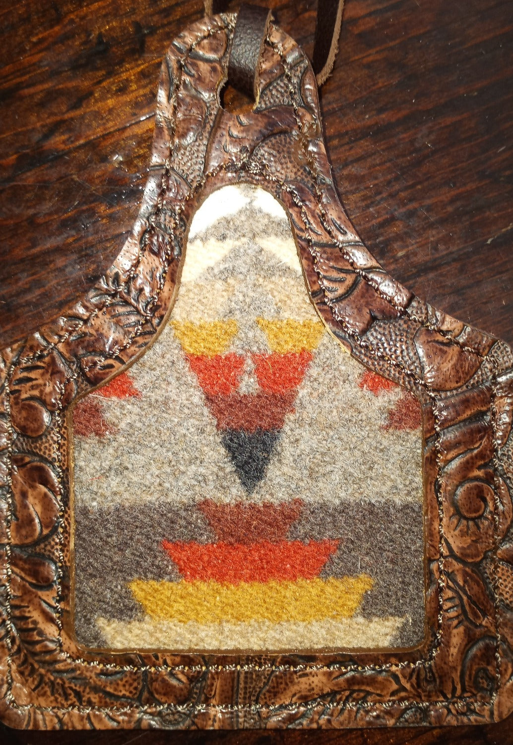 Leather Ear Tag Car Freshie, Wool Inlay