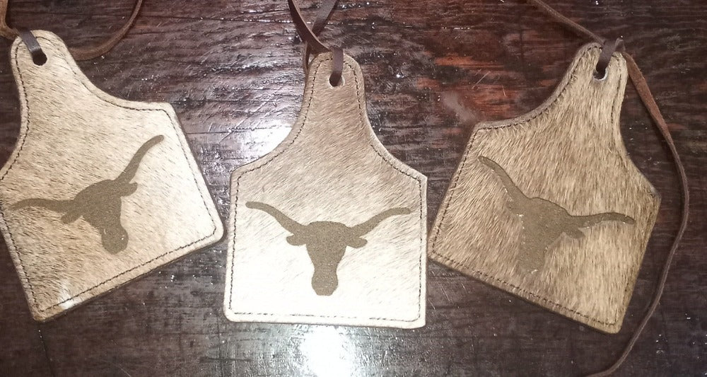 Leather Ear Tag Car Freshie, Longhorn